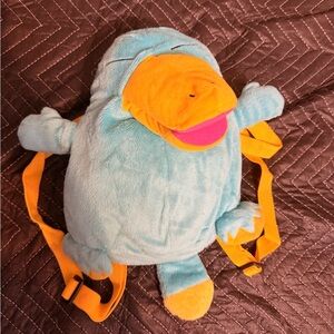Plush Blue Duck Kids Backpack stuffed animal Japanese